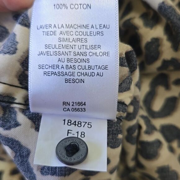 Foxcroft Leopard Print Cotton Button Down Shirt 24W Wrinkle Free No Iron - Picture 11 of 12